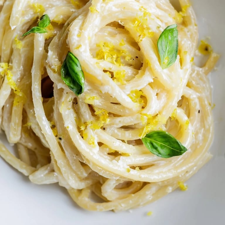 Creamy Lemon Ricotta Pasta plated on a rustic table, extra Parmesan and zest sprinkled on top.