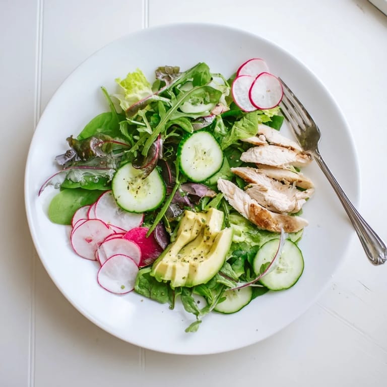 Bright Spring Detox Chicken Salad with juicy grilled chicken, crisp cucumbers, and a tangy lemon dressing for a healthy lunch.