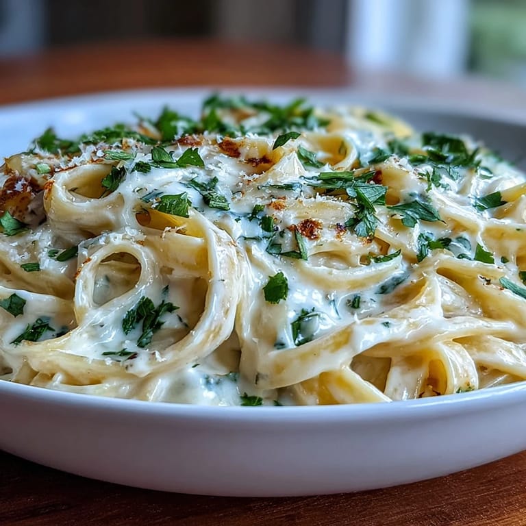 Hearty bowl of Easy Creamy Cauliflower Alfredo, showcasing smooth sauce and a sprinkle of Parmesan.