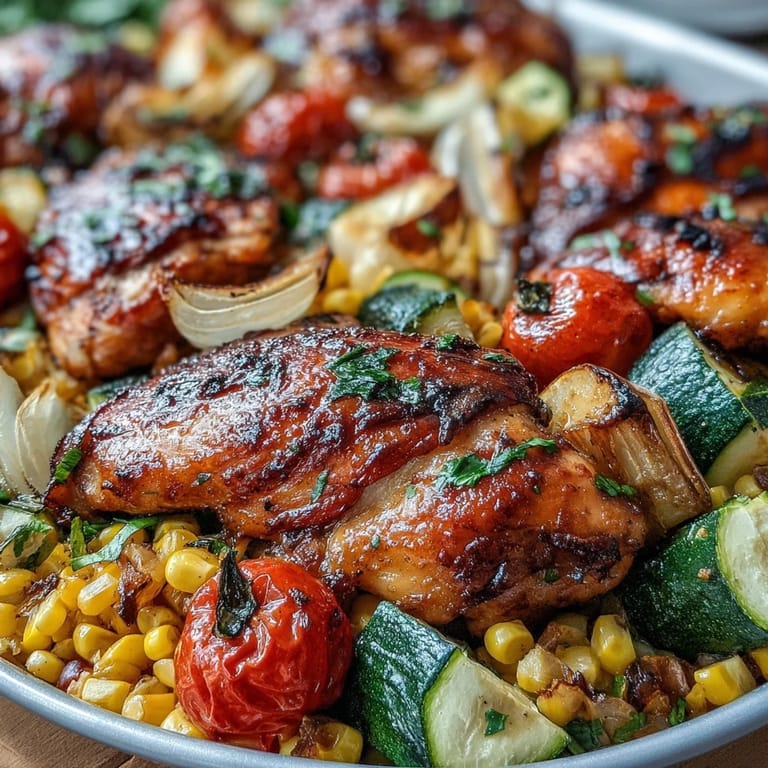 Easy sheet pan chicken with zucchini and corn, a vibrant one-pan meal perfect for quick weeknight dinners.
