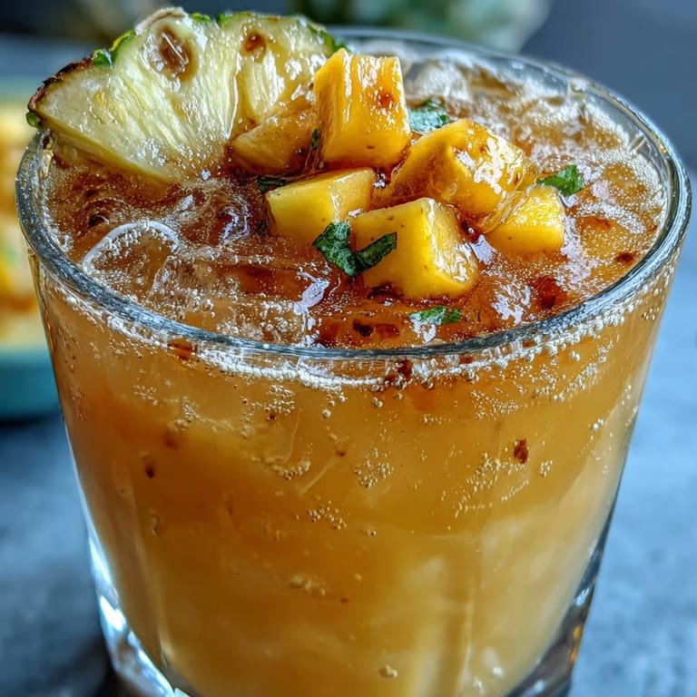 Tropical Grad Party Punch served with fresh fruit and lemon slices.