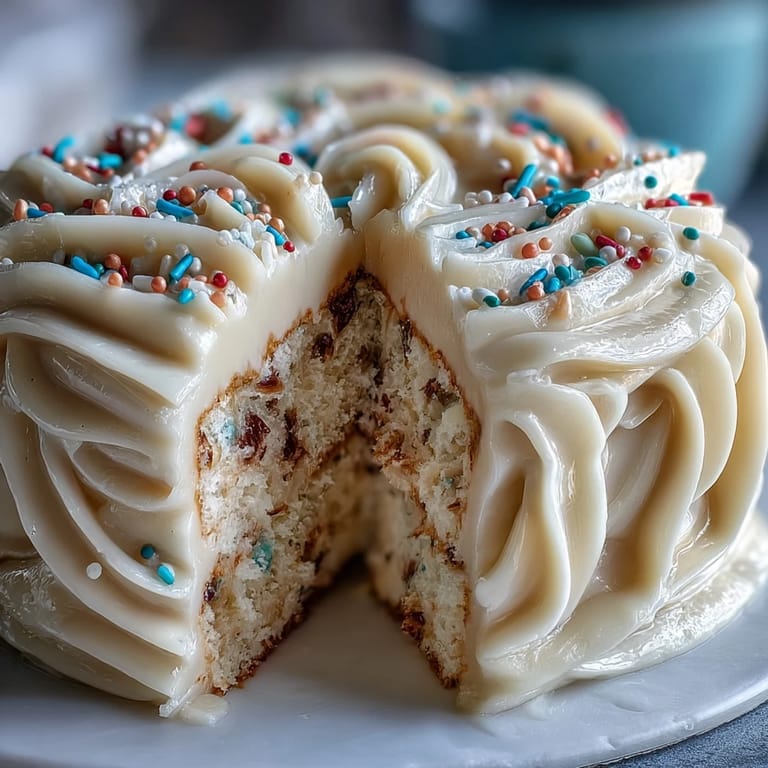 Rich Class of 2026 Confetti Cake adorned with sparkling sprinkles and decadent frosting.
