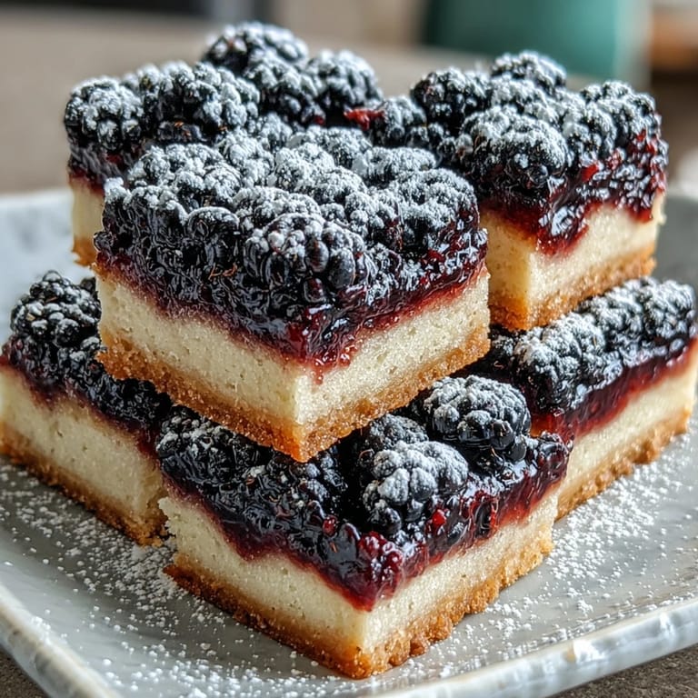 Sweet and tart blackberry lemon bars, perfect for a refreshing dessert treat.
