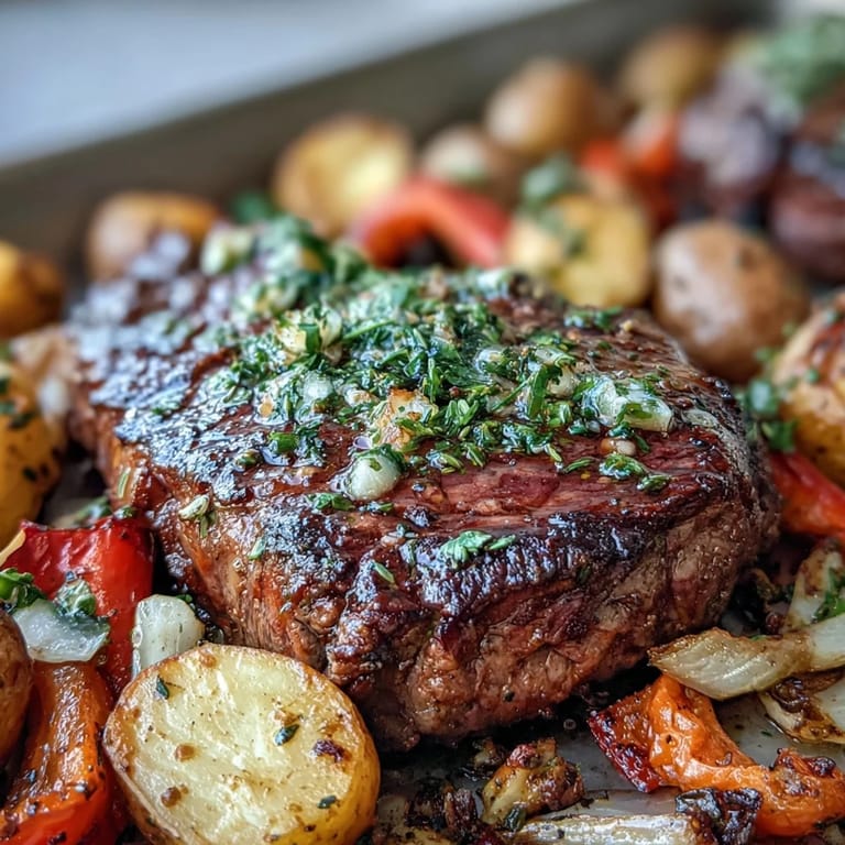 Enjoy this easy Father's Day Steak and Potato Sheet Pan Dinner hot.
